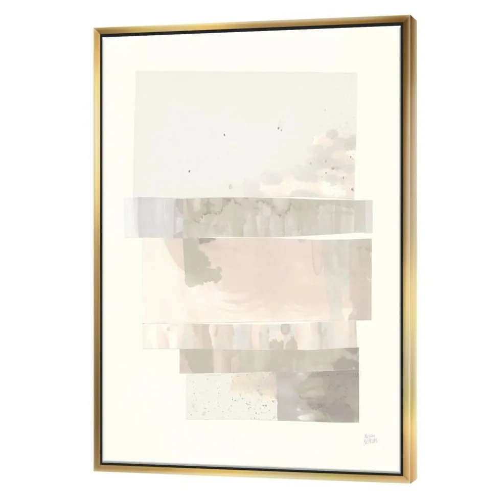 Designart - Geometric Neutral Form I - Shabby Chic Canvas in Gold Frame