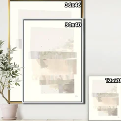 Designart - Geometric Neutral Form I - Shabby Chic Canvas in Gold Frame