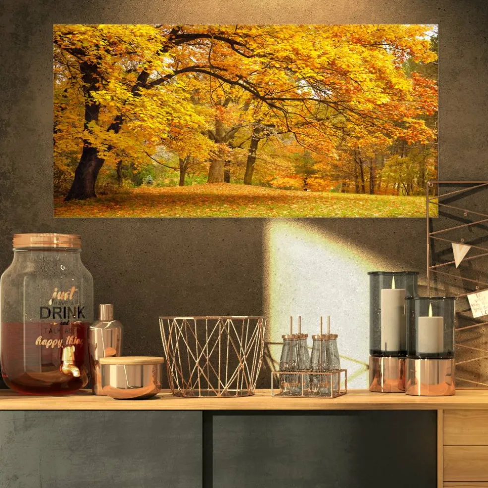 Designart - Golden Autumn Forest - Landscape Photography Canvas Print