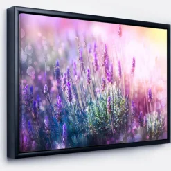 Designart - Growing and Blooming Lavender - Floral Framed Canvas Art print