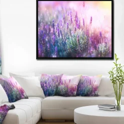 Designart - Growing and Blooming Lavender - Floral Framed Canvas Art print