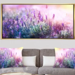 Designart - Growing and Blooming Lavender - Floral Framed Canvas Art print