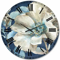 Designart Indigold Watercolor Flower I Traditional Wall Clock