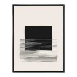 Designart - Minimal Geometric Lines And Squares VIII - Modern Canvas Wall Art Print in Black Frame