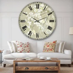 Designart Neutral Dogwood In Spring Farmhouse Wall Clock