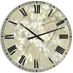 Designart Neutral Dogwood In Spring Farmhouse Wall Clock