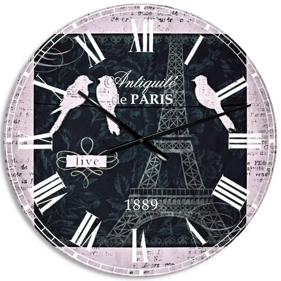 Designart 'Paris Vintage Collage Ii Traditional Wall Clock
