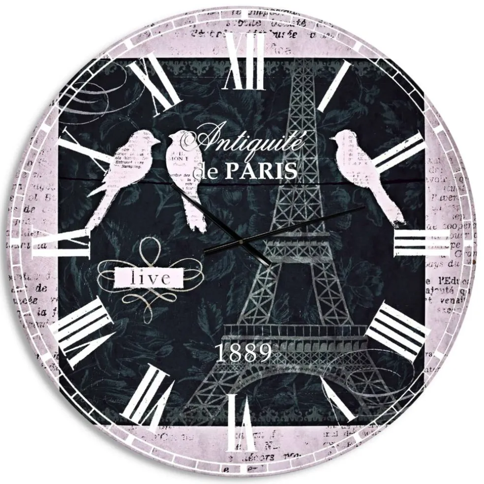 Designart 'Paris Vintage Collage Ii Traditional Wall Clock