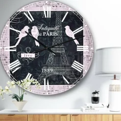 Designart 'Paris Vintage Collage Ii Traditional Wall Clock