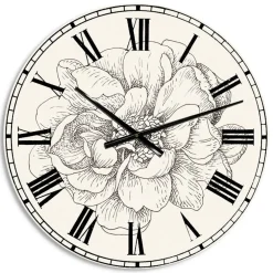 Designart 'Pen And Ink Florals Iv Farmhouse Wall Clock