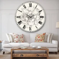 Designart 'Pen And Ink Florals Iv Farmhouse Wall Clock