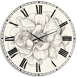 Designart 'Pen And Ink Florals Iv Farmhouse Wall Clock