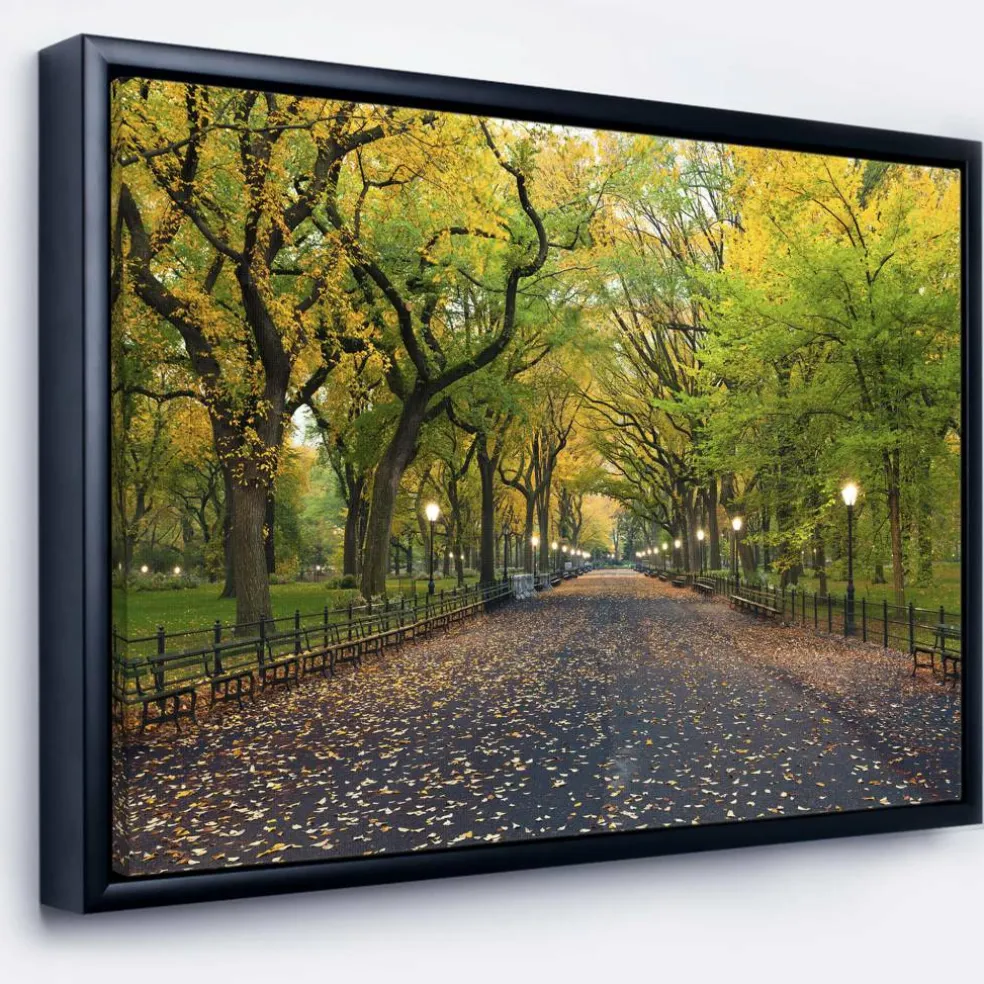 Designart - The Mall Area in Central Park - Large Landscape Framed Canvas Art