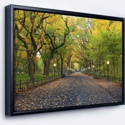 Designart - The Mall Area in Central Park - Large Landscape Framed Canvas Art