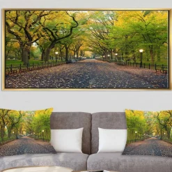 Designart - The Mall Area in Central Park - Large Landscape Framed Canvas Art