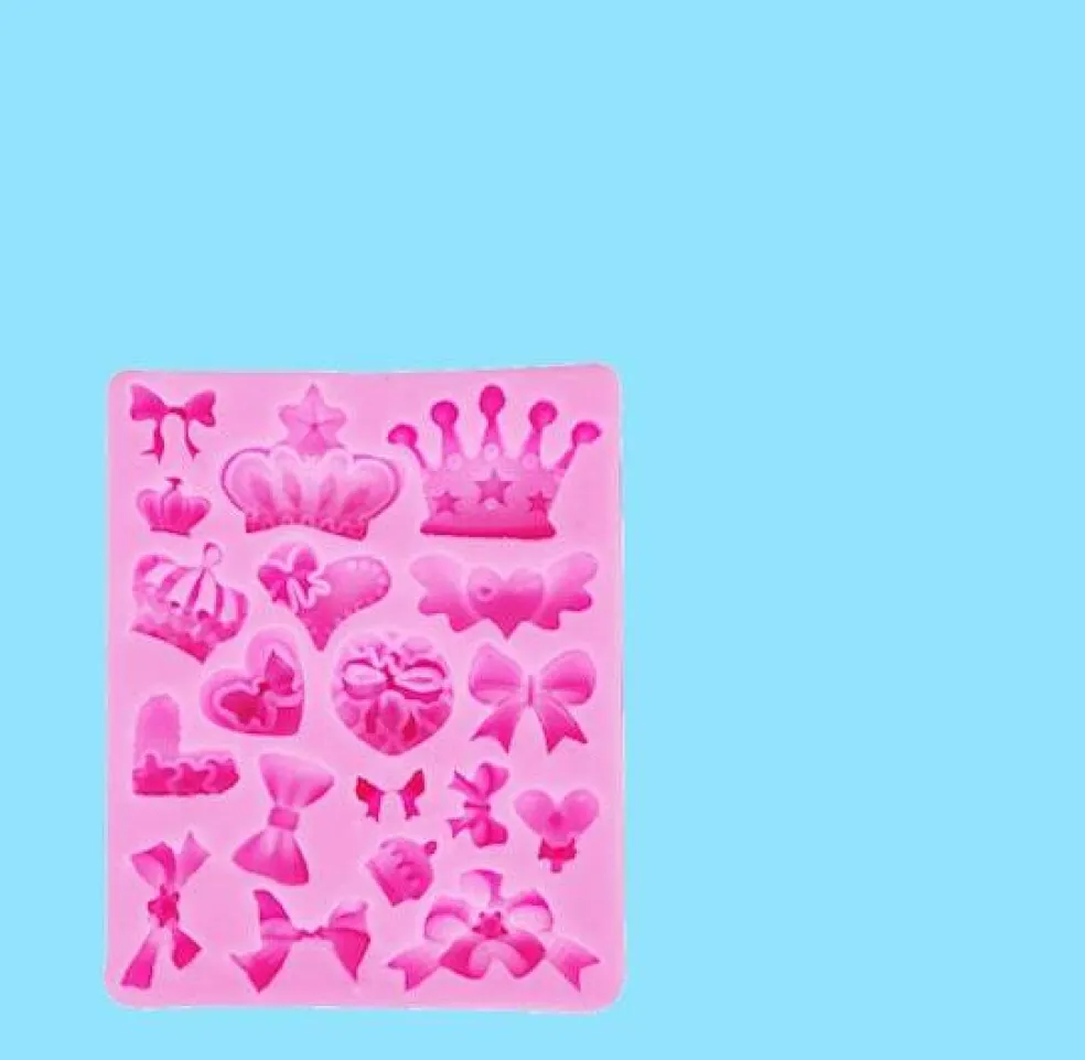 Detailed Crown and Bow-Shaped Silicone Mold for Homemade Sweets