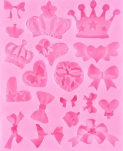 Detailed Crown and Bow-Shaped Silicone Mold for Homemade Sweets