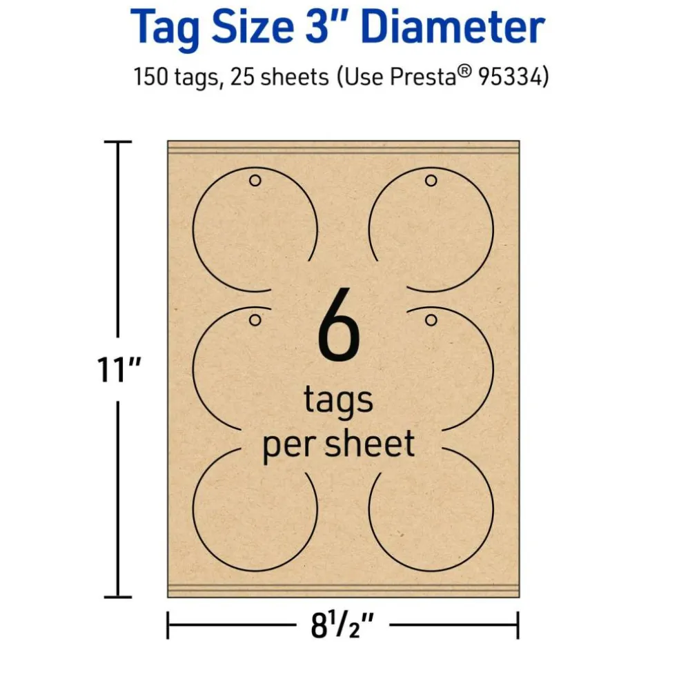 3" Diameter Round, Kraft Brown Printable Tags
