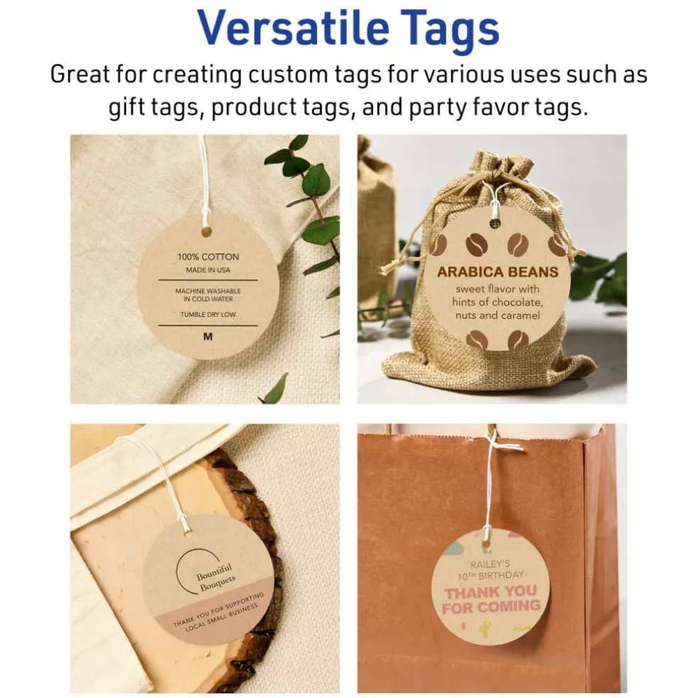 3" Diameter Round, Kraft Brown Printable Tags