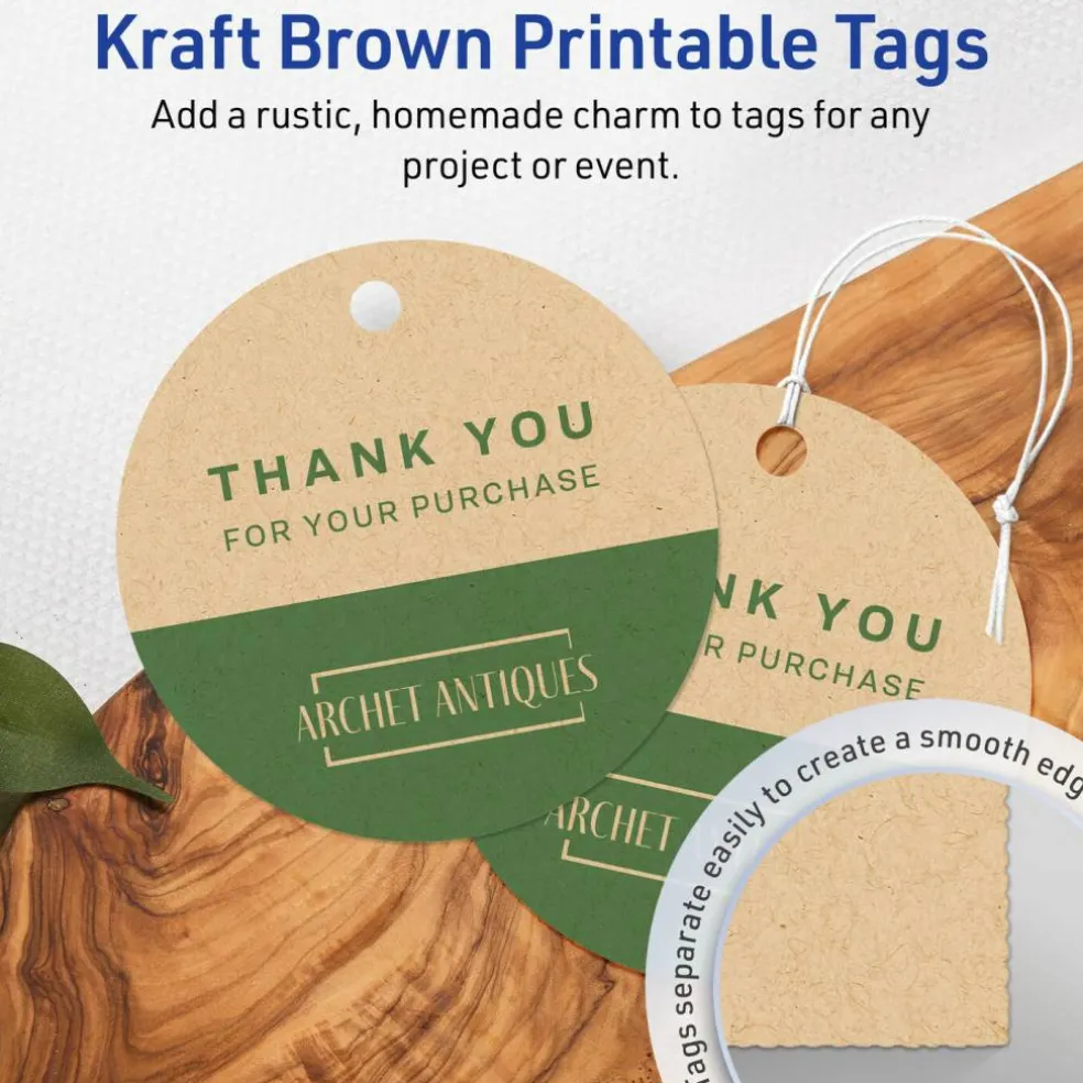 3" Diameter Round, Kraft Brown Printable Tags