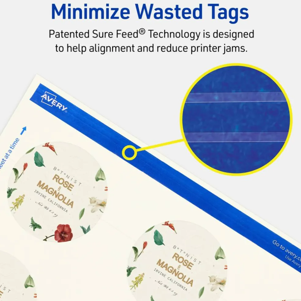 2" Diameter Round, Matte Ivory Printable Tags