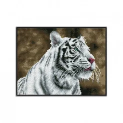 Diamond Dotz® Intermediate Tiger Blanc Pre-Framed Diamond Painting Kit