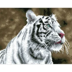 Diamond Dotz® Intermediate Tiger Blanc Pre-Framed Diamond Painting Kit