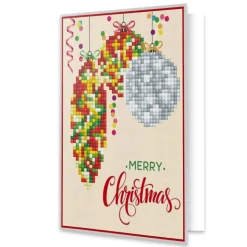 Diamond DotzĀ® Merry Christmas Baubles Trad Diamond Painting Greeting Card Kit