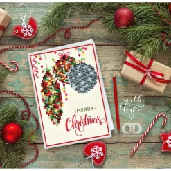 Diamond Dotz® Merry Christmas Baubles Trad Diamond Painting Greeting Card Kit