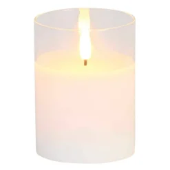 Dicksons DPGC-04-100WH She Is Clothed With Strength And Dignity White 4 x 3 Glass Encouraging Flameless LED Candle