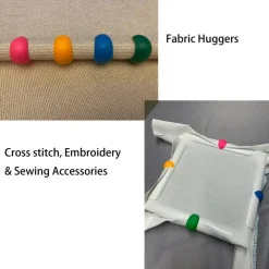 Dielianyi 14 Pcs Fabric Huggers Cross Stitch Silicone Thread Spool Holders Embroidery Sewing Cotton Reel Tidy Clips Embroidery Clips with Magnetic Fabric Clips