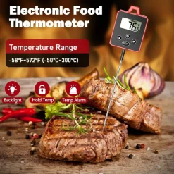 Digital Candy & Cooking Thermometer – 8" Probe, LCD Backlight, Alarm, ℃/℉, Instant Read with Pot Clip