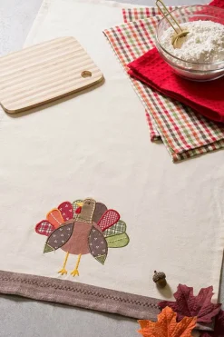 DIIĀ® Assorted Fall Turkey Embroidered Dishtowel Set
