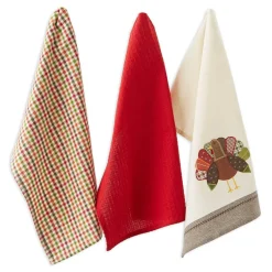 DII® Assorted Fall Turkey Embroidered Dishtowel Set