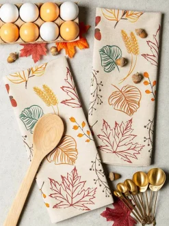 DII® Autumn Leaves Printed Dishtowel Set