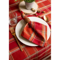 DII® 70" Autumn Spice Plaid Round Tablecloth