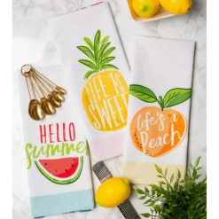 DII® Hello Summer Print Dishtowel, 3ct.