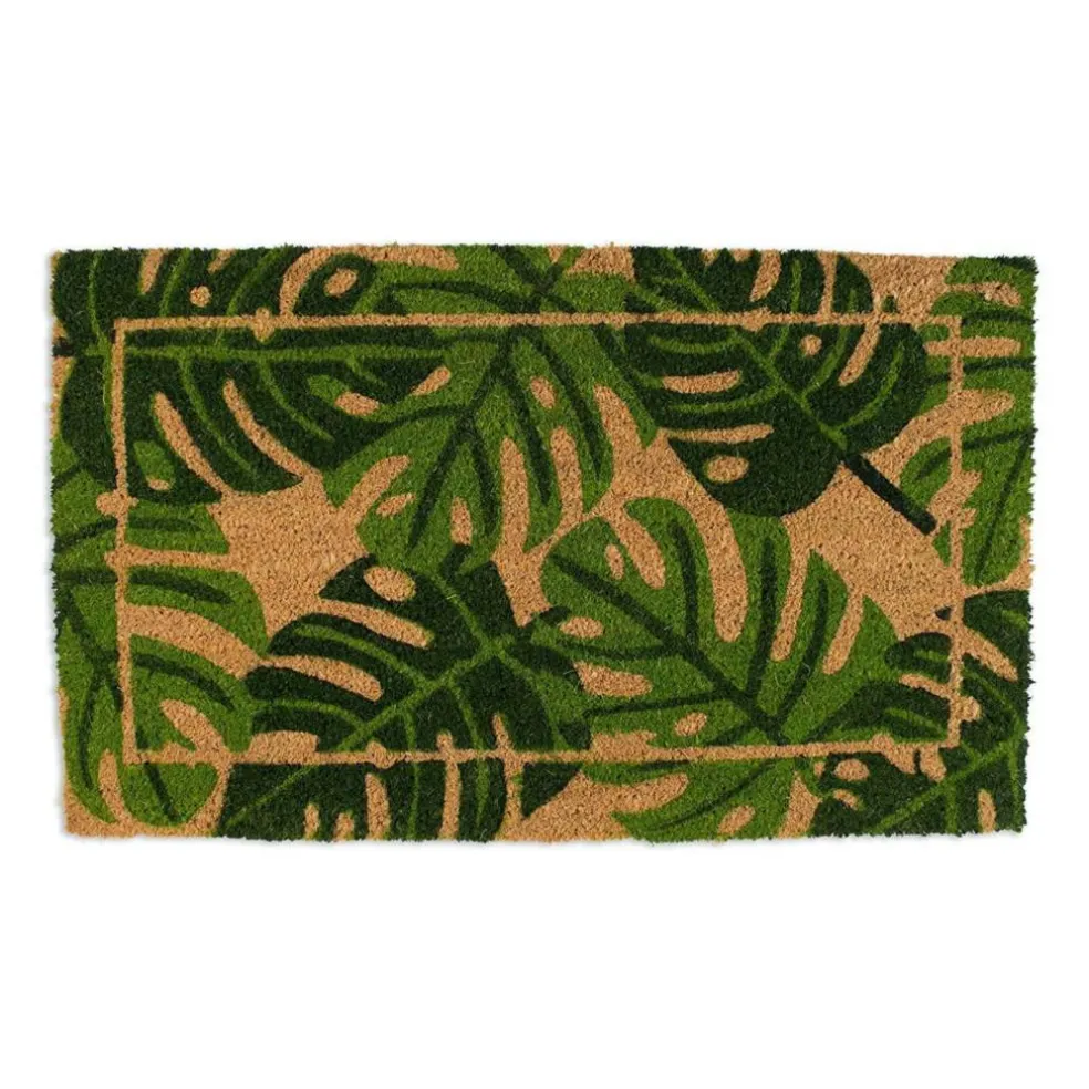 DII® J&M Palm Leaves Vinyl Back Coir Doormat