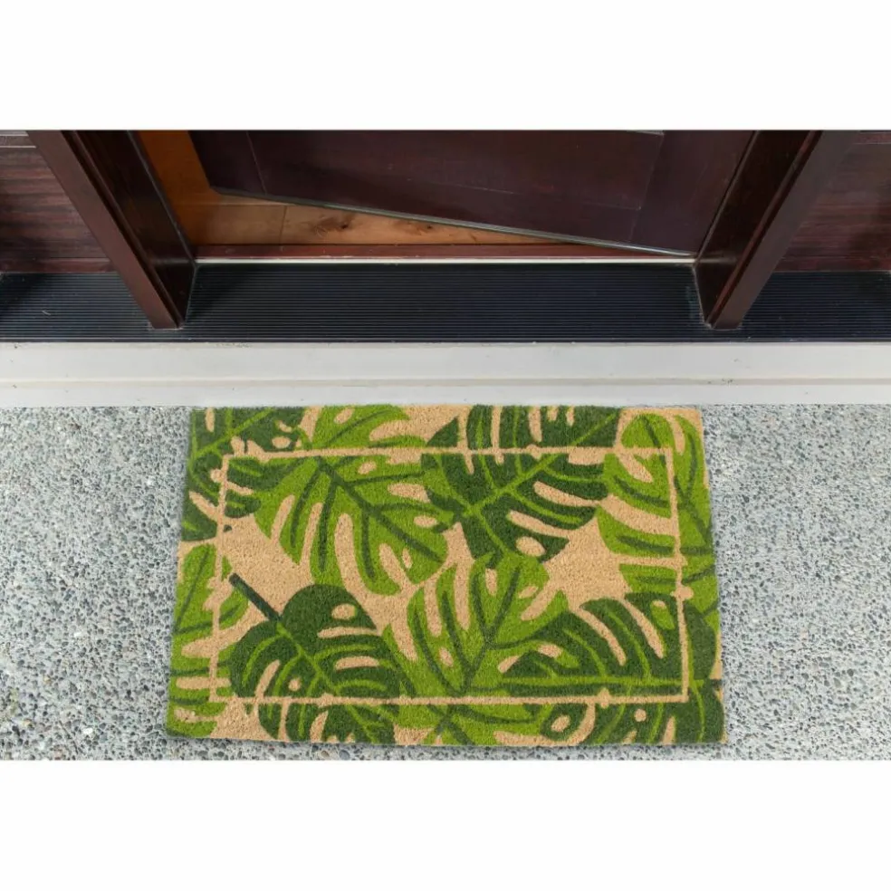 DII® J&M Palm Leaves Vinyl Back Coir Doormat