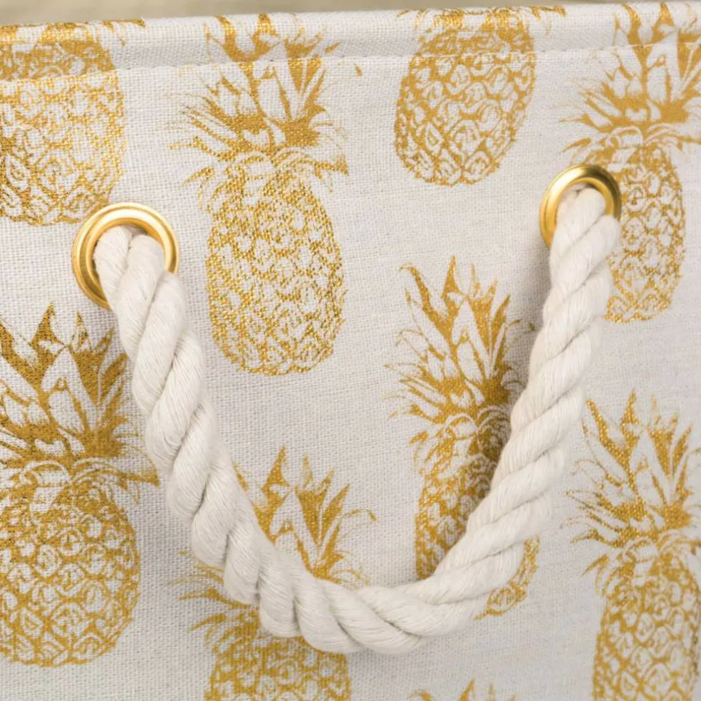 DII® Medium Rectangle Gold Pineapple Polyester Bin