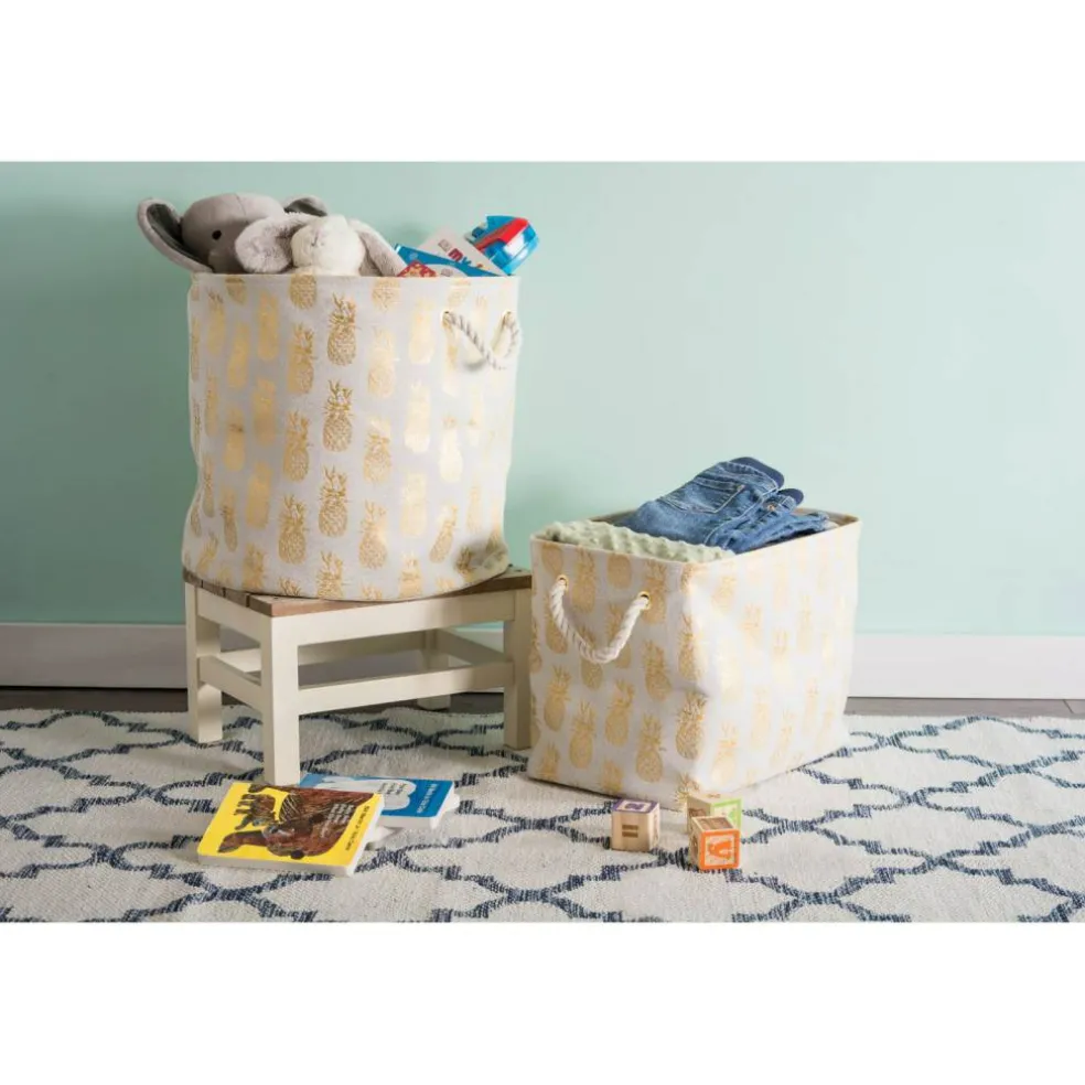 DII® Medium Rectangle Gold Pineapple Polyester Bin