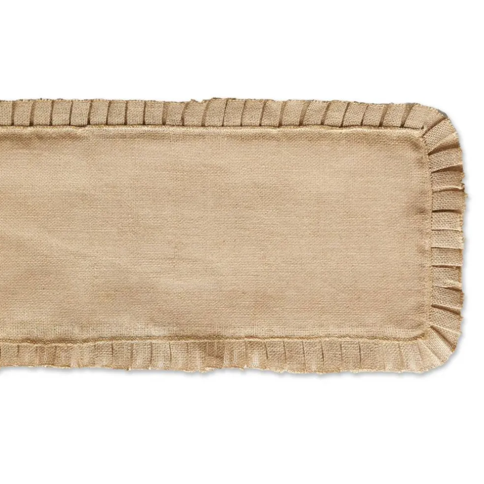 DII® Natural Ruffle Trim Jute Table Runner, 14x108 inch