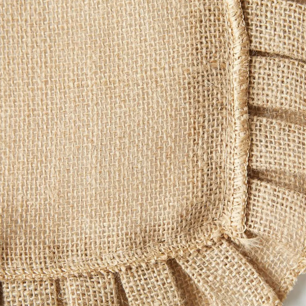 DII® Natural Ruffle Trim Jute Table Runner, 14x108 inch