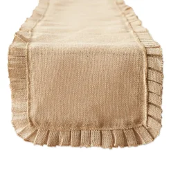 DII® Natural Ruffle Trim Jute Table Runner, 14x72 inch