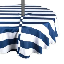 DII® 60" Nautical Blue Cabana Stripe Outdoor Tablecloth with Zipper