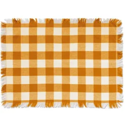 DII® Pumpkin Spice Heavyweight Check Fringed Placemat Set