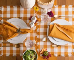 DII® Pumpkin Spice Heavyweight Check Fringed Placemat Set