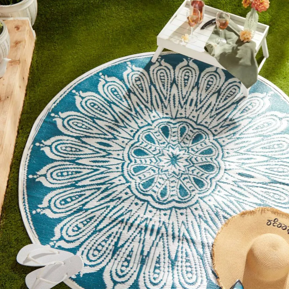 DII® Round Sunflower Outdoor Rug, 5ft.