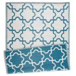 DII® Storm Blue & White Lattice Outdoor Rug, 4ft. x 6ft.