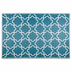 DII® Storm Blue & White Lattice Outdoor Rug, 4ft. x 6ft.